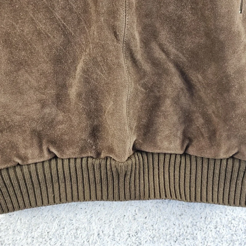 Vtg 70s Leather V Neck Sweater Cow Suede Brown Western Rockabilly Mens‎ XL